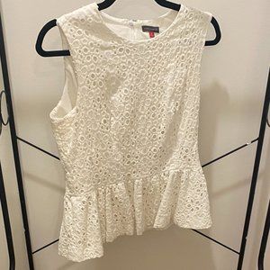 Vince Camuto Peplum Eyelet Sleeveless Top